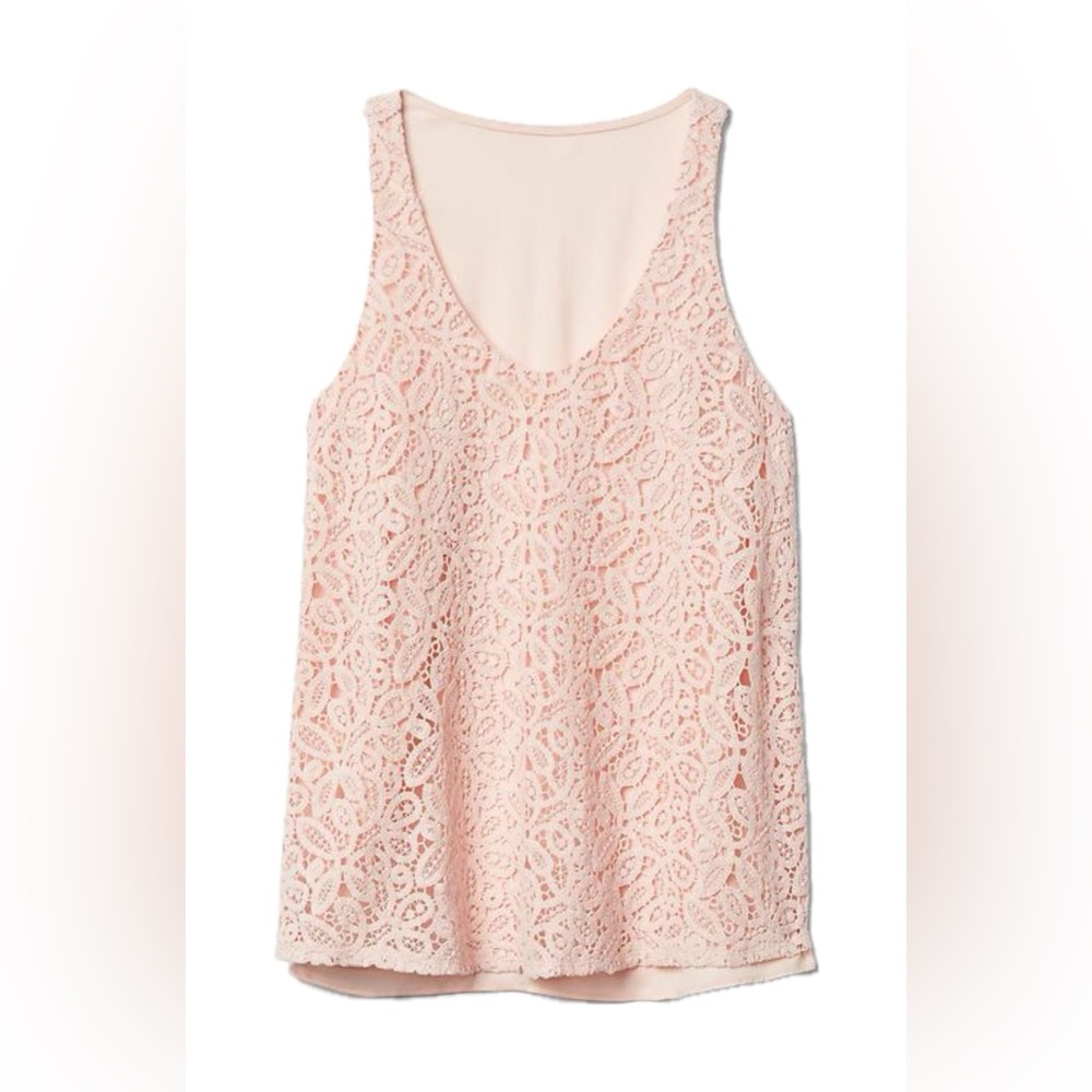GAP women’s size large Soft Pink Lace-Trim Tank Top
